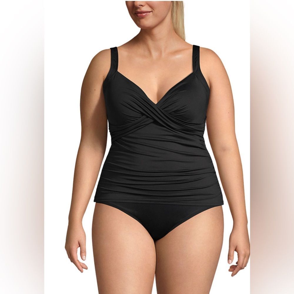 Lands End black one piece swim suit